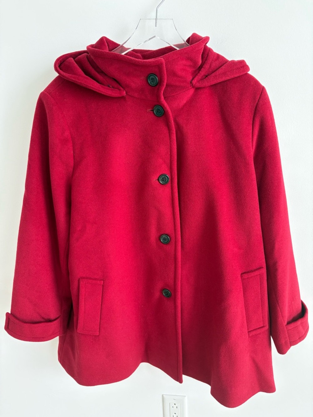 Lauren Ralph Lauren Red Icon Hooded A-Line Wool Coat Red XXL - Picture 2 of 8